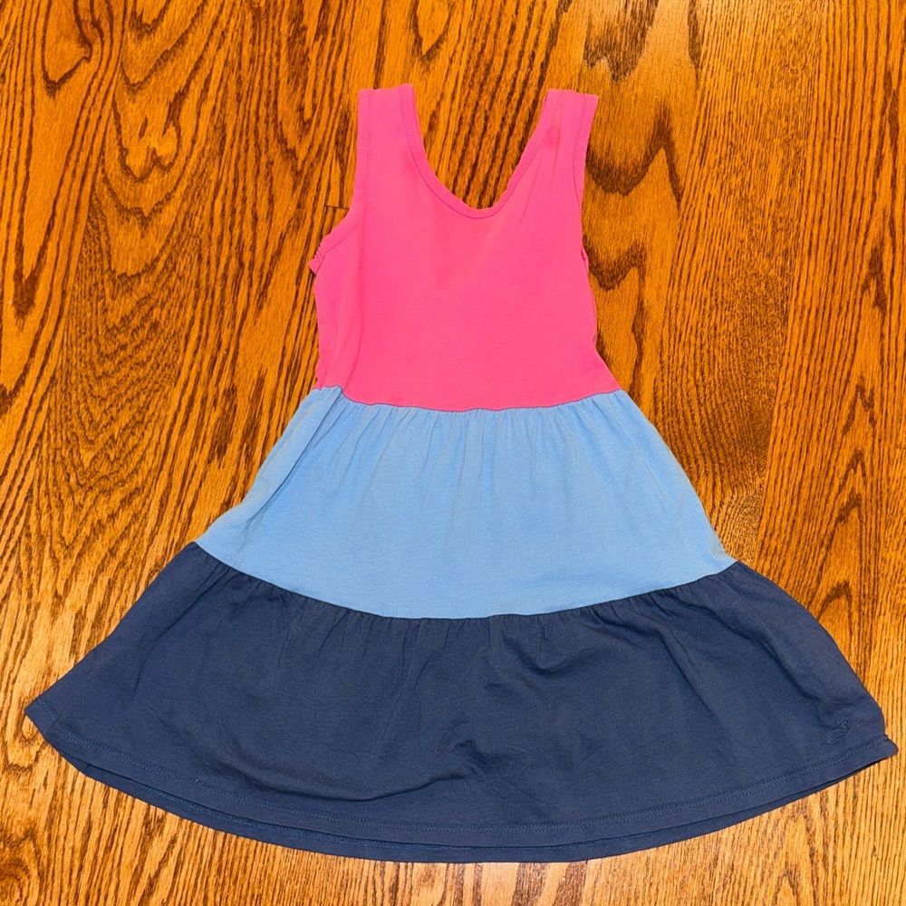 Vineyard Vines Girls Colorblock Tank Dress - Hot Pink, Light Blue & Navy